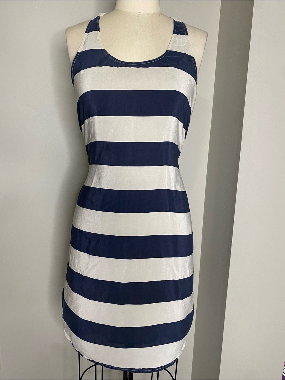 Club Monaco Navy & White Striped Tank Mini Dress